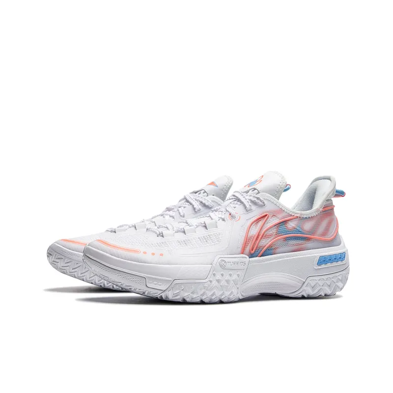 LiNing Jie Ao White Flame Cushioned Slip Resistant Abrasion Resistant Low Top Basketball Shoes Men's Standard White-2
