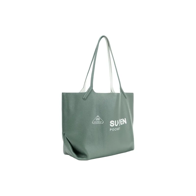 SUREN TC Grain Cow Leather Tote Bag Shopping Bag Handbag Shoulder Bag Women's Almond Green-1