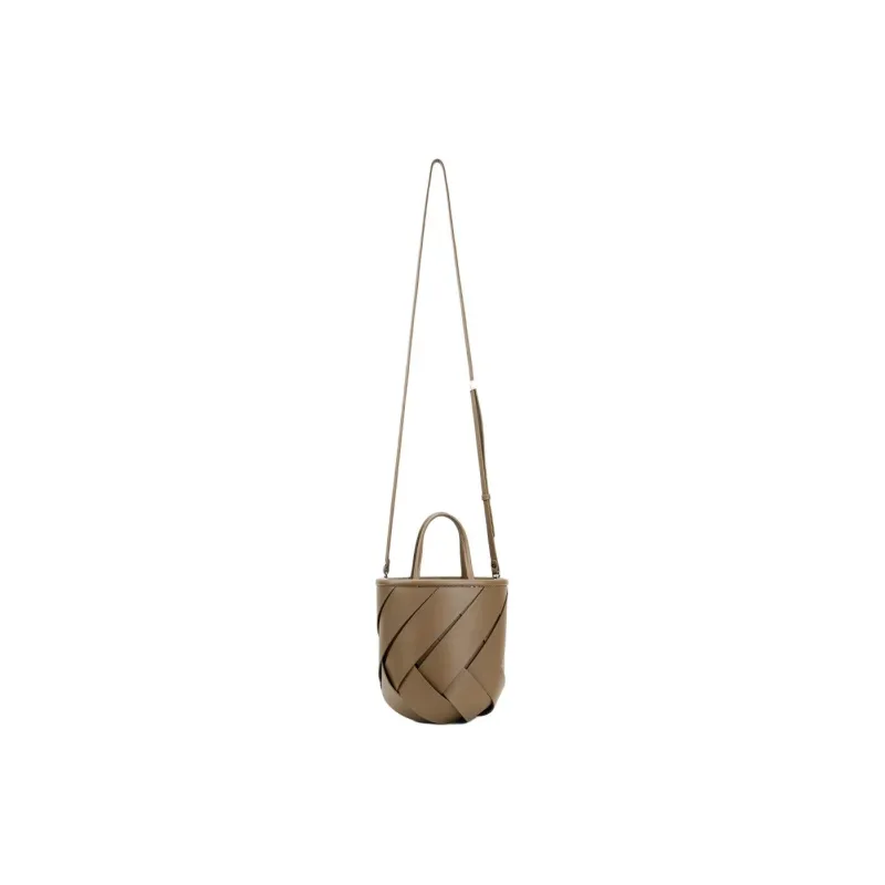 SUREN Nappa Soft Cowhide Bucket Bags Shoulder Bag Crossbody Bag Handbag Medium Size Women's Coffee Brown-2