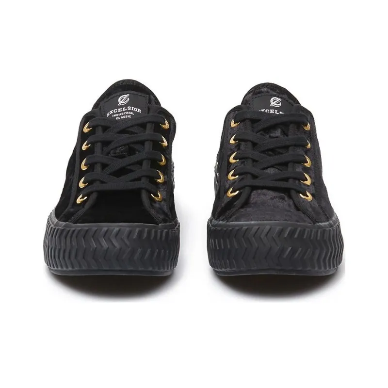EXCELSIOR BOLT VELVET Anti Slip And Wear Resistant Height Increasing Low Top Canvas Shoes Unisex Classic Black-3