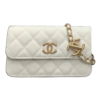 CHANEL Grain Calfskin Crossbody Bag, Shoulder Bag Women's White