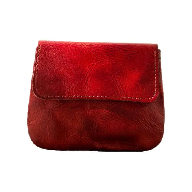 Back Step Top Grain Cow Leather Coin Purse Unisex Multicolor-9