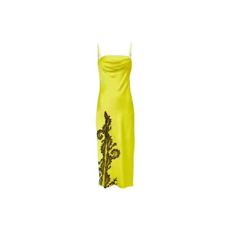 VERSACE Barocco lace Embellished Satin Midi Dress-1