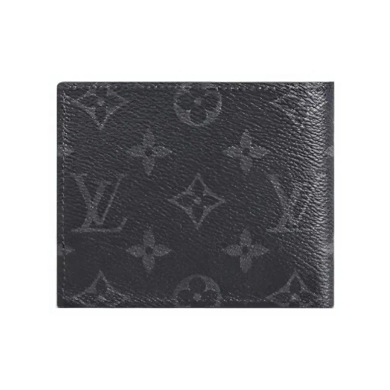 LOUIS VUITTON Canvas With Leather Wallet Men's Black Gray-1