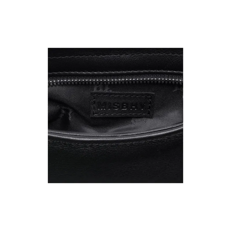 Misbhv Cow Leather Handbag Shoulder Bag Women's Black-7