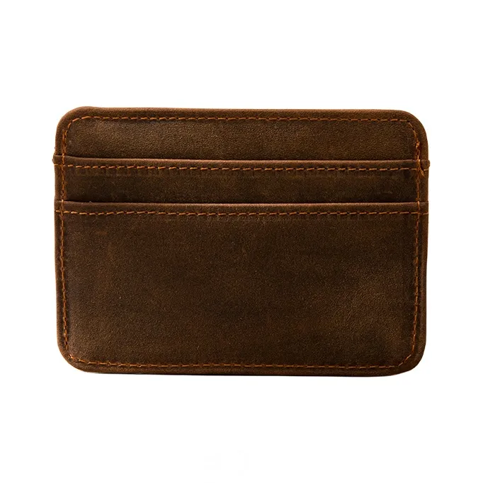 Back Step Cow Leather ID Card Holder Regular Unisex Camel/Dark Brown/Black-0