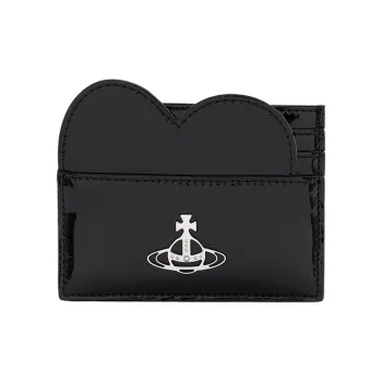 Vivienne Westwood Shiny Patent Leather Cow Leather Card Holder Women's Black