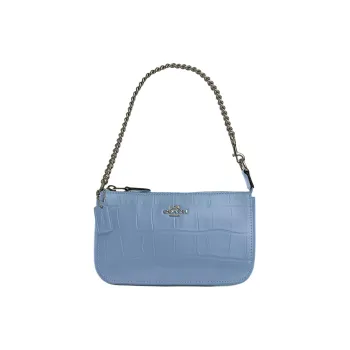 COACH Nolita Crocodile Embossed Leather Handbag Shoulder Bag Small Size Women's Bronze & Cornflower Blue