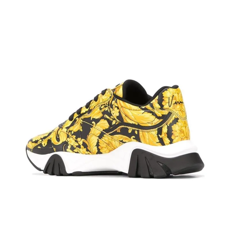 VERSACE Squalo Low Top Sports Casual Shoes Men's Black Gold-4