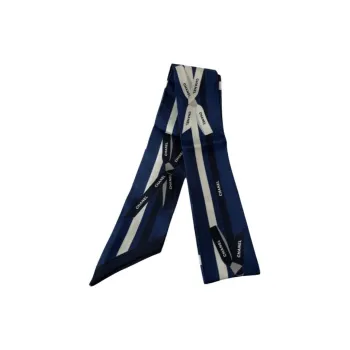 CHANEL Silk Scarves Women's Blue