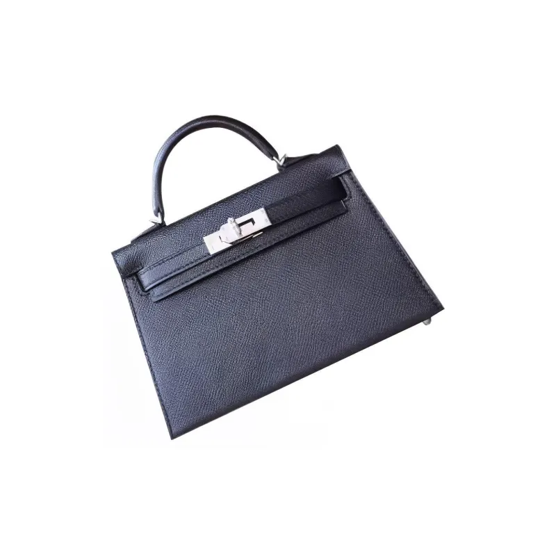 HERMES Mini Kelly 2nd Generation Epsom Leather Kelly Bag Handbag Shoulder Bag Crossbody Bag Mini Women's Noir Black-1