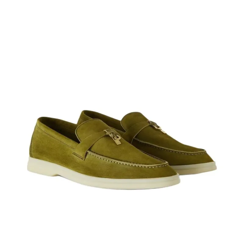 Loro Piana Summer Charms Walk Loafers Unisex Green-2