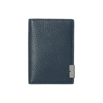 Burberry Grain Calfskin Card Holder Men's Lake Blue