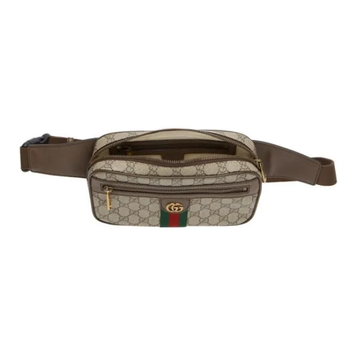 GUCCI Ophidia Canvas With Leather Shoulder Bag Crossbody Bag Fanny Pack Sling Bags Medium Size Unisex Ebony/Brown-2