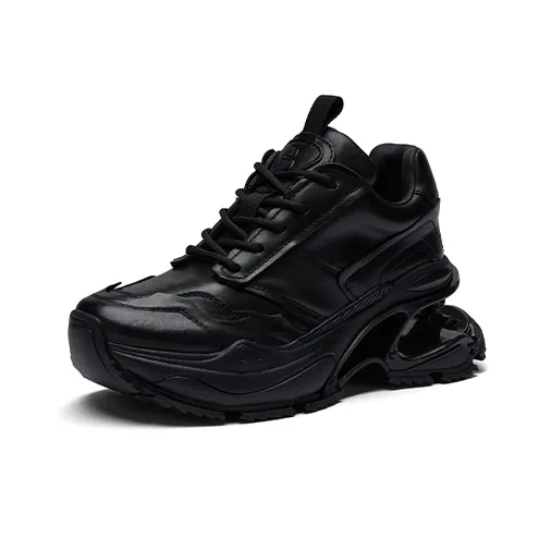 ZSBELLA Cushioned Slip-Resistant Height Increasing Low-Top Chunky Sneakers Women's Black White-7