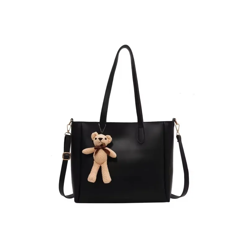 MUYKUY PU Tote Bag Shopping Bag Shoulder Bag Crossbody Bag Large Size Women's Black/Beige/Coffee-1