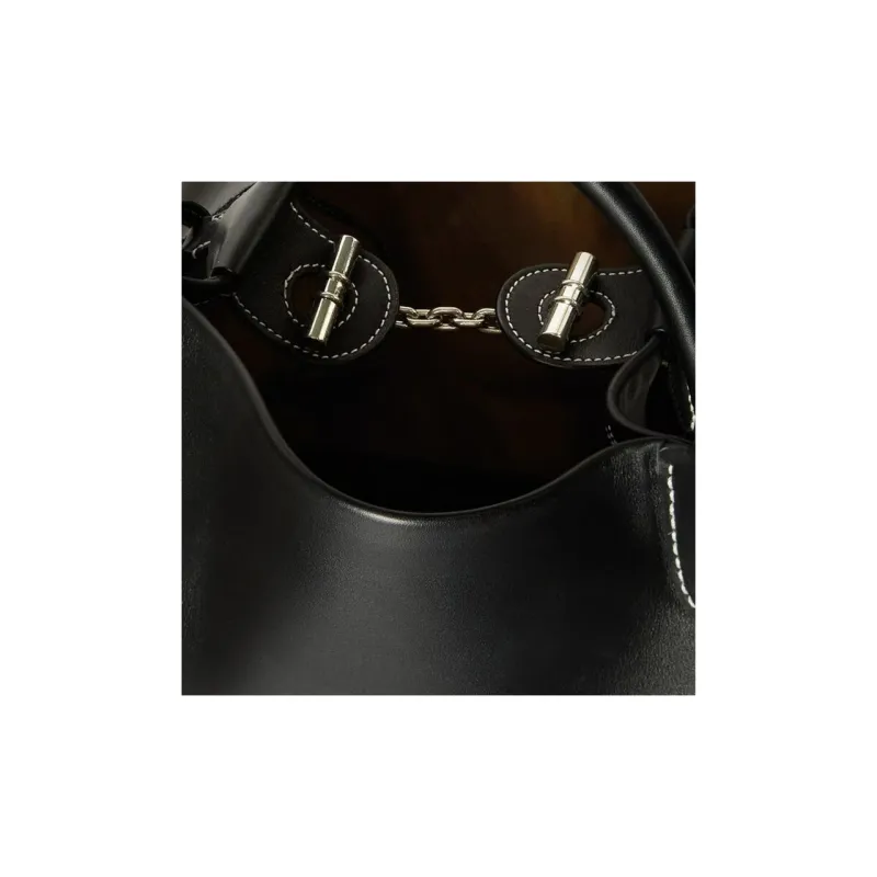 Loro Piana Calfskin Shoulder Bag, Crossbody Bag, Handbag Tubas Women's Black-3