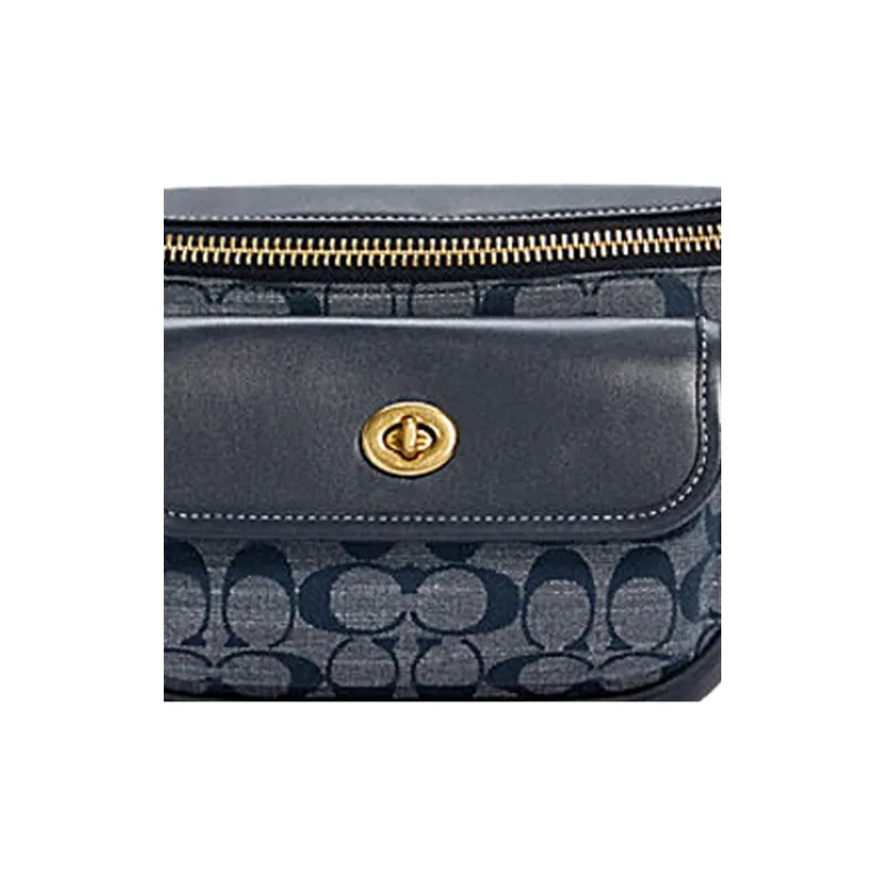 COACH Heritage Canvas With Leather Crossbody Bag, Sling Bag, Fanny Pack Tubas Unisex Denim Blue-4