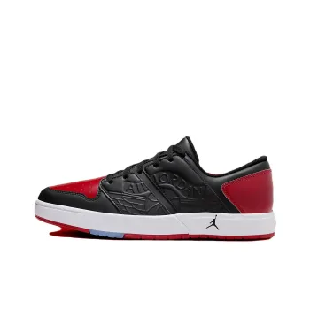 Jordan Nu Retro 1 Wear Resistant Low Top Vintage Basketball Shoes Men's Black Red