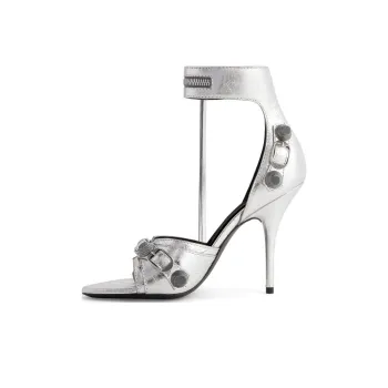 Balenciaga Cagole One Strap Sandals 11cm Women's Silver