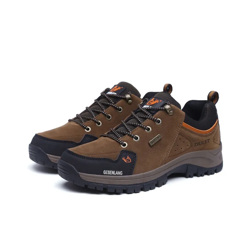GESENLANG Non slip Wear resistant Impact resistant Low Top Outdoor Shoes Men's Brown-2