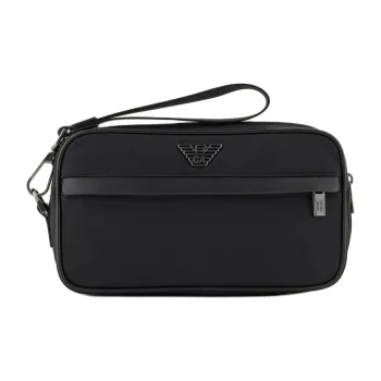 EMPORIO ARMANI Recycled Nylon Handbag Toiletry Bag Unisex Black