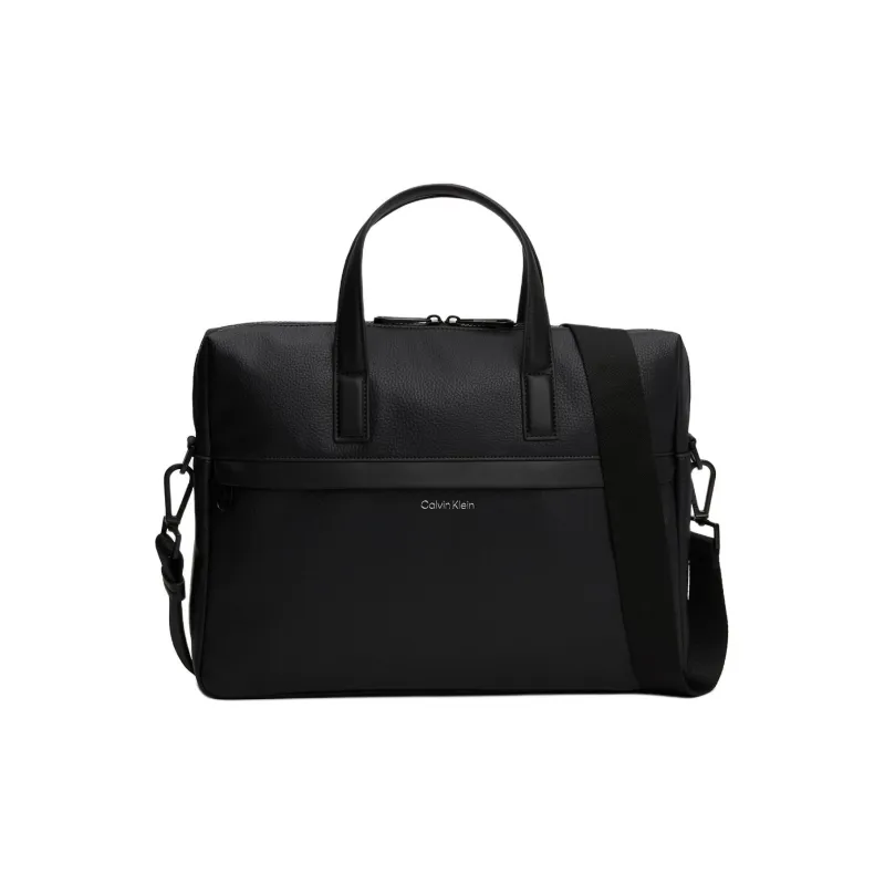 CALVIN KLEIN Polyurethane Portable One Shoulder Crossbody Laptop Bags Men's Black Egg Stone Color-0