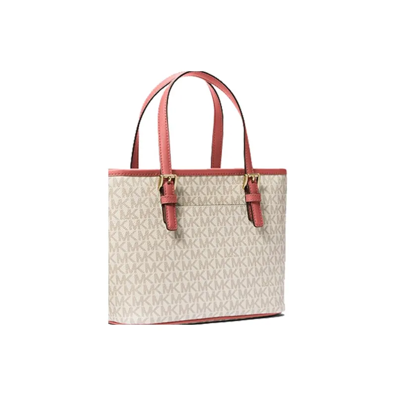 MICHAEL KORS Canvas Tote Bag Shopping Bag Shoulder Bag Handbag Women's Vanilla White-4