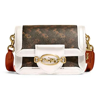 COACH Hero Cow Leather Handbag Shoulder Bag Crossbody Bag Small Size Women's Dark Brown & Orange Red & White