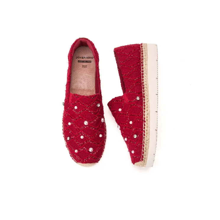 Joy&Mario Espadrilles Women's Beige/White/Red-19