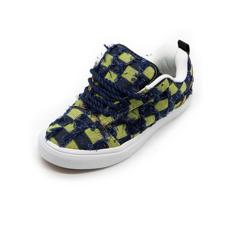 YIBONI Coverage Anti Slip And Wear Resistant Low Top Skateboard Shoes Unisex Blue Green Multicolor-1