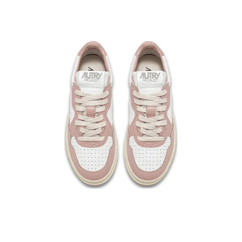 AUTRY Medalist Leather Low White Pink Cream Women's-4