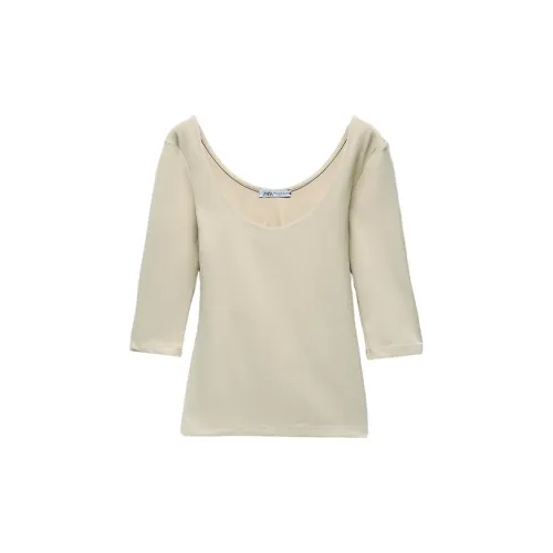 ZARA T-Shirts Women's Beige