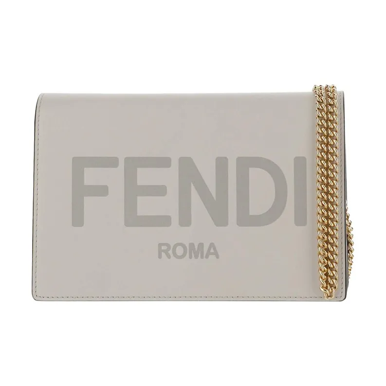FENDI Cow Leather Portable Crossbody Bag, Shoulder Bag Women's Gray-0