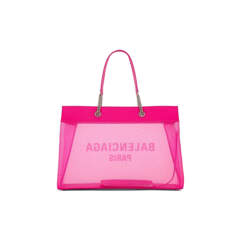 Balenciaga DUTY FREE Knitted Fabric Mesh Tote Bag Shopping Bag Shoulder Bag Handbag Large Size Women's Fuchsia-2