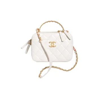 CHANEL Bright Calfskin Shoulder Bag, Crossbody Bag, Handbag, Makeup Bag Women's White