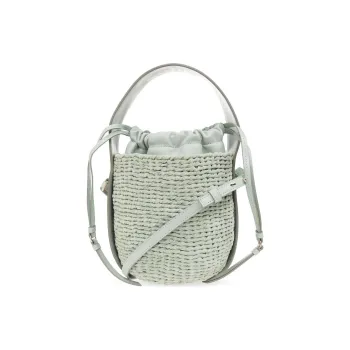 Chloe Woody Suede Bonded Leather Bucket Bags Shoulder Bag Crossbody Bag Handbag Small Size Women's Light Green