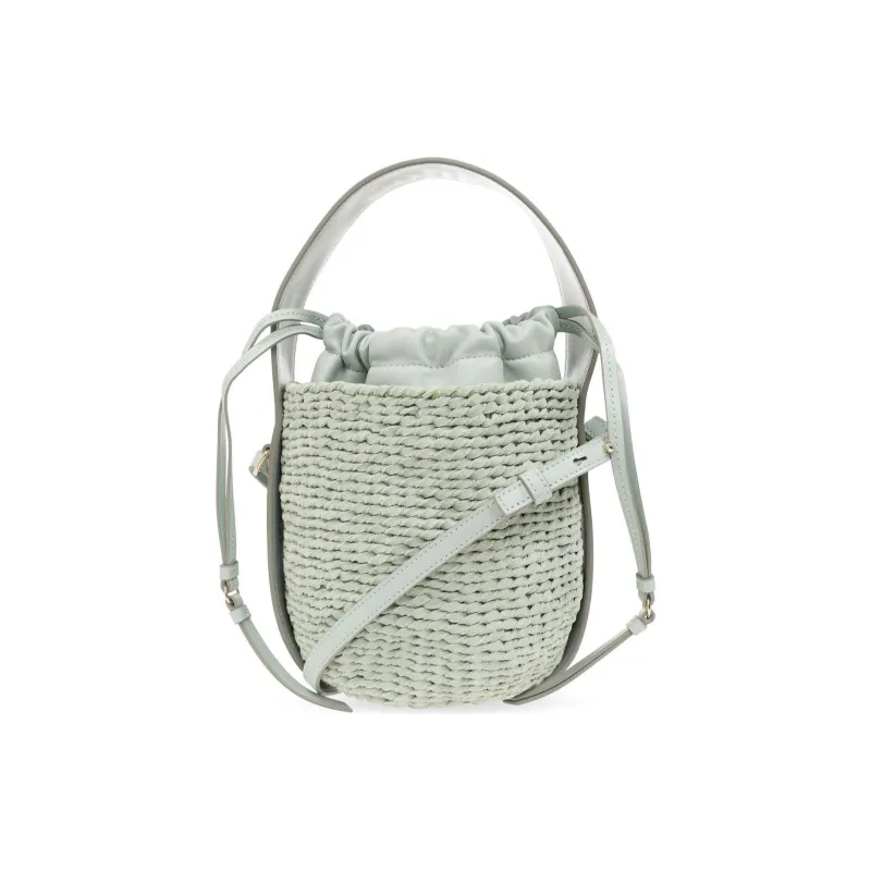 Chloe Woody Suede Bonded Leather Bucket Bags Shoulder Bag Crossbody Bag Handbag Small Size Women's Light Green-0