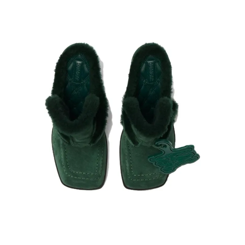 Burberry Highland Shearling-trim Suede Mules-3