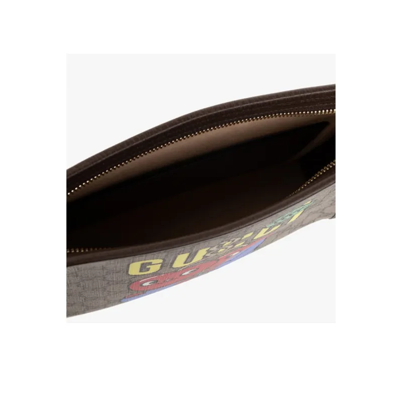 GUCCI Canvas With Leather Toiletry Bags Clutches Men's Beige & Brown-4