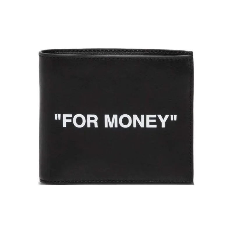 OFF WHITE Leather Wallet Men's Black-4
