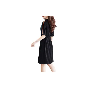 Cypress House Short-Sleeved Dresses Women's Black With Blue And Orange Stripes