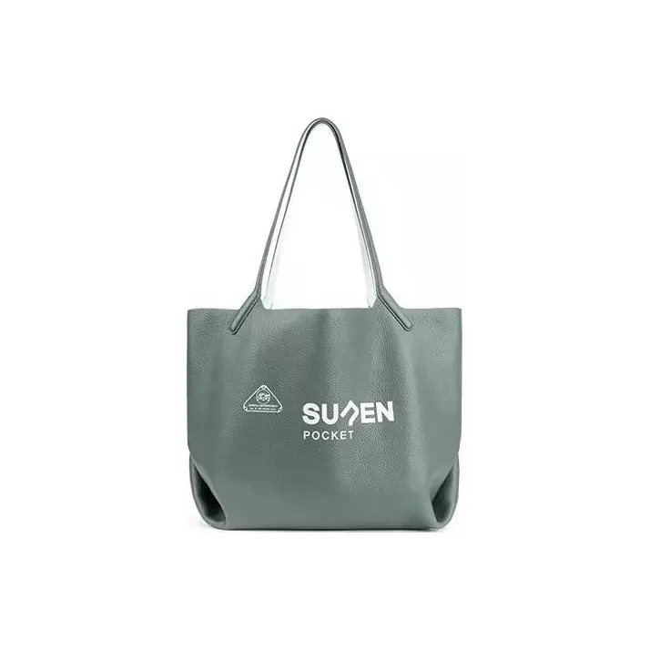 SUREN TC Grain Cow Leather Tote Bag Shopping Bag Handbag Shoulder Bag Women's Almond Green-0