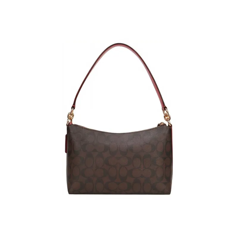 COACH Lewis Coated Canvas With Leather Portable Crossbody Bag, Shoulder Bag Medium Size Women's Dark Brown-2
