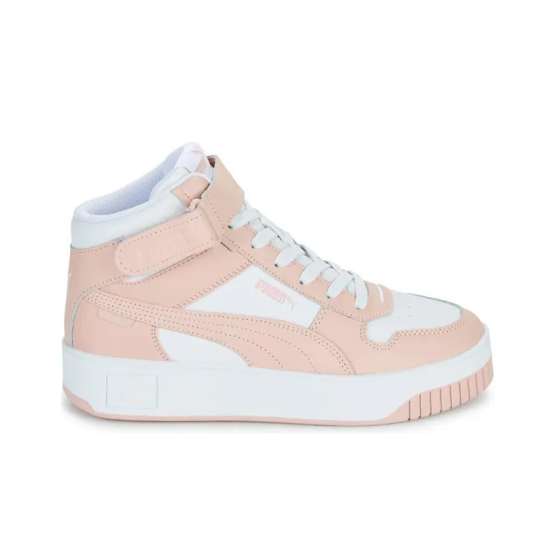 PUMA Carina Street Mid Cushioning Wear-Resistant Mid-Top Skateboard Shoes Women's White Brown-1