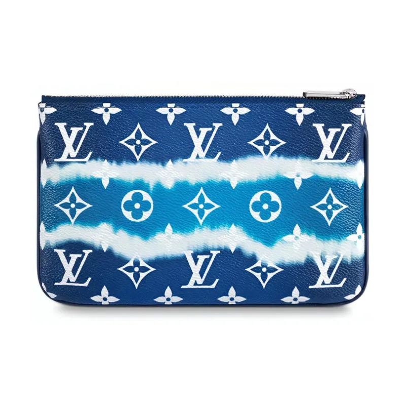 LOUIS VUITTON Pochette Double Zip Lv Escale Bleu-4