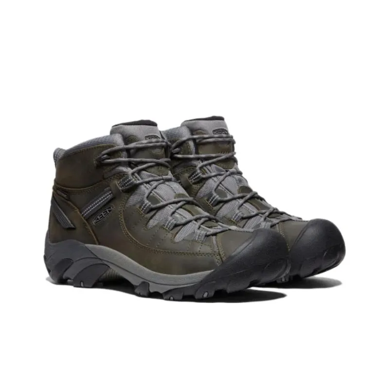 KEEN Targhee II WP Cushioning, Wear Resistant Low Top Outdoor Shoes Men's Green Gray-3