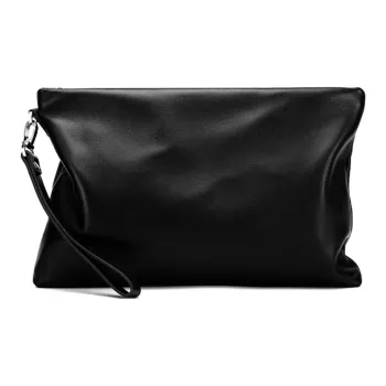 Old Man's Head Top Grain Cow Leather Clutch Regular Men's Black