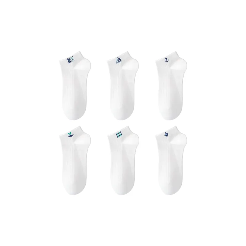 H-YXIANG No-Show Socks Men's 6 Pack White-0