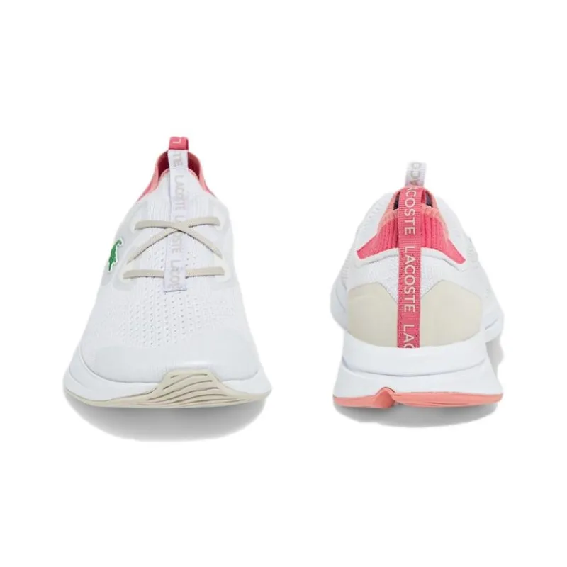 LACOSTE Wear Resistant Slip Resistant Low Top Casual Shoes Women's White Pink-3